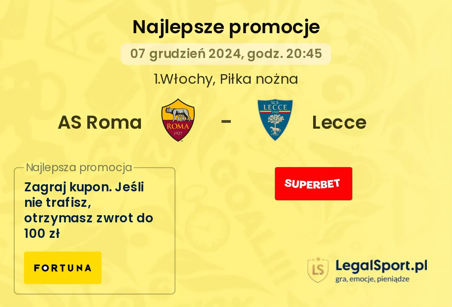 AS Roma - Lecce promocje bonusy na mecz