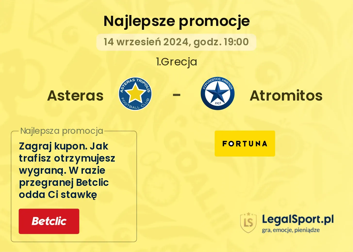 Asteras - Atromitos promocje bonusy na mecz