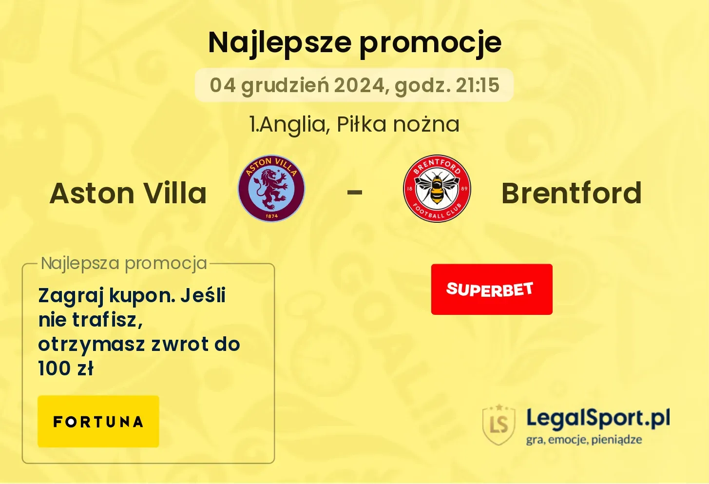 Aston Villa - Brentford promocje bonusy na mecz