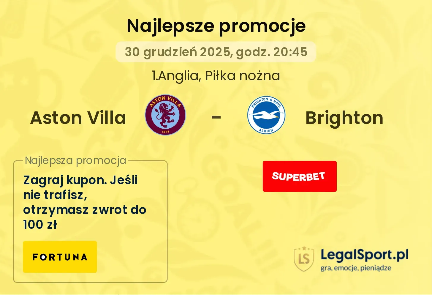 Aston Villa - Brighton promocje bonusy na mecz