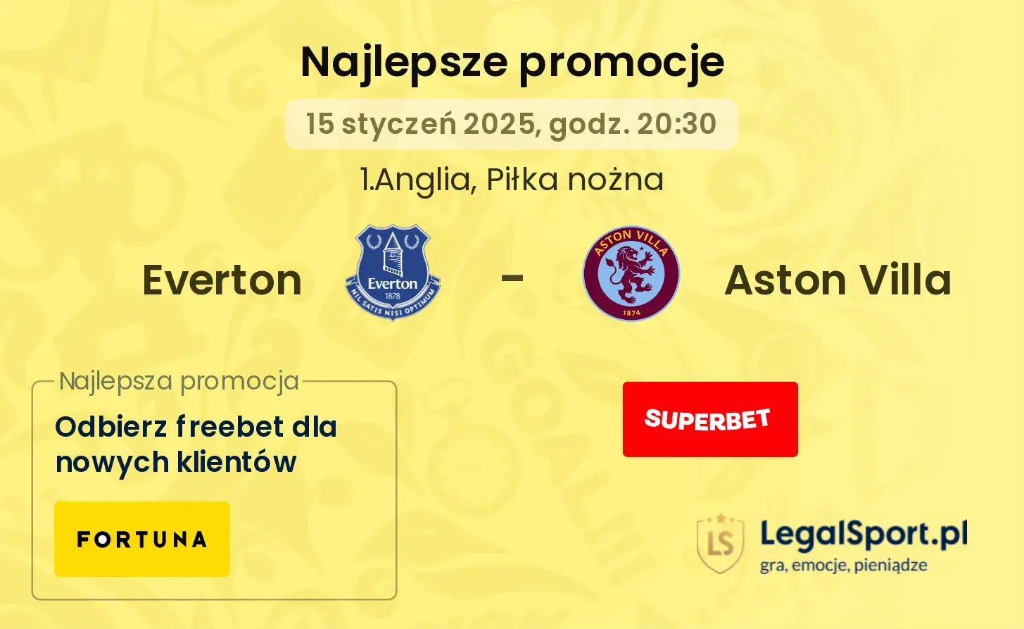 Everton - Aston Villa promocje u bukmacherów