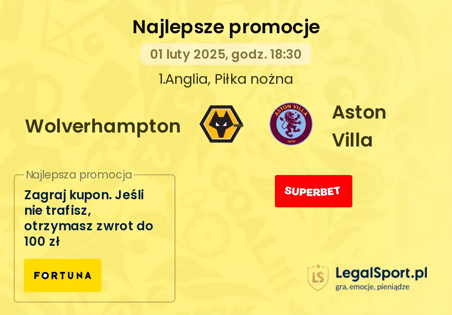 Wolverhampton - Aston Villa promocje bukmacherskie