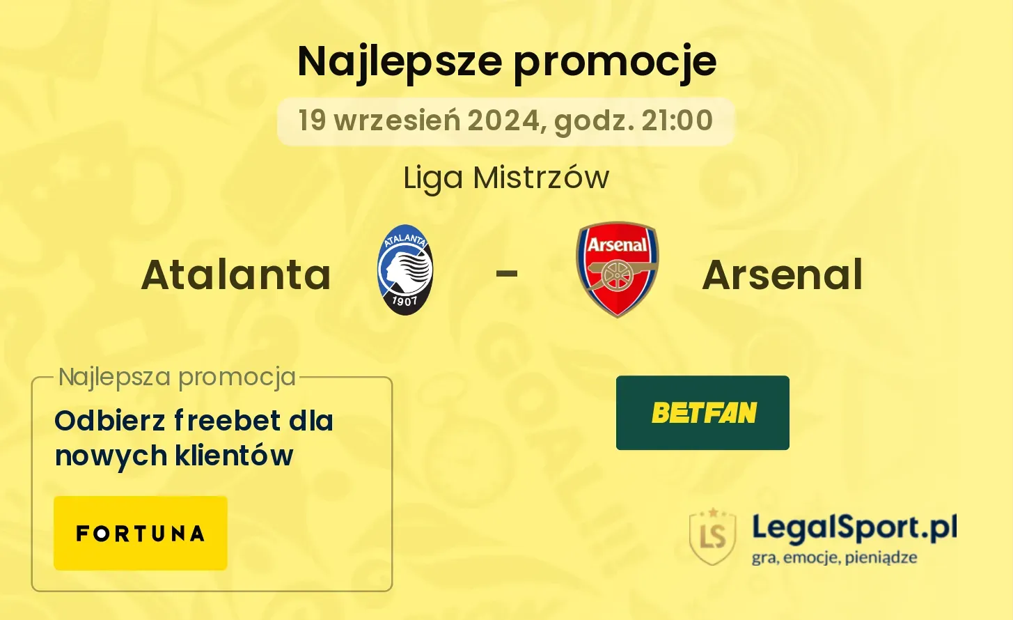 Atalanta - Arsenal promocje bukmacherskie 19.09, 21:00