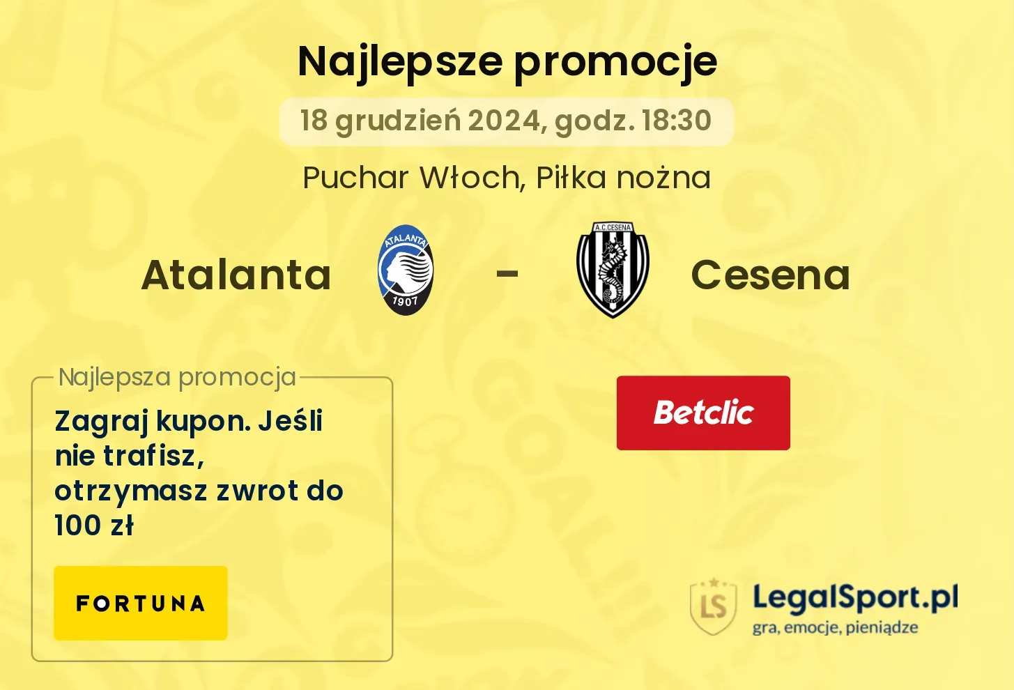 Atalanta - Cesena promocje bonusy na mecz