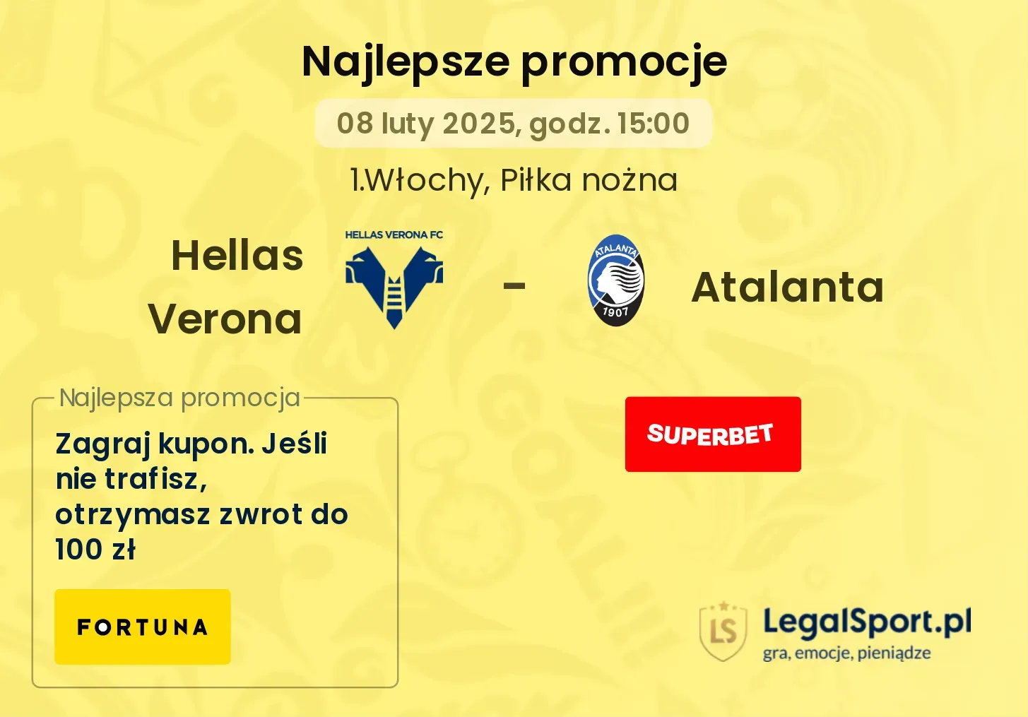 Atalanta - Hellas Verona promocje u bukmacherów 26.10, 20:45