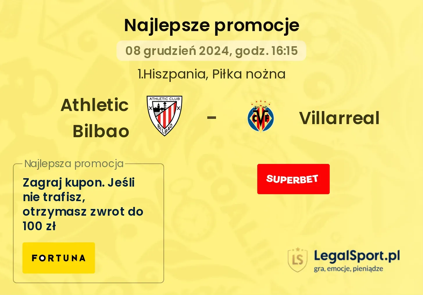 Athletic Bilbao - Villarreal promocje bonusy na mecz