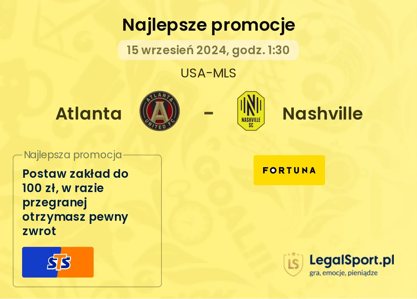 Atlanta - Nashville promocje u bukmacherów 15.09, 01:30