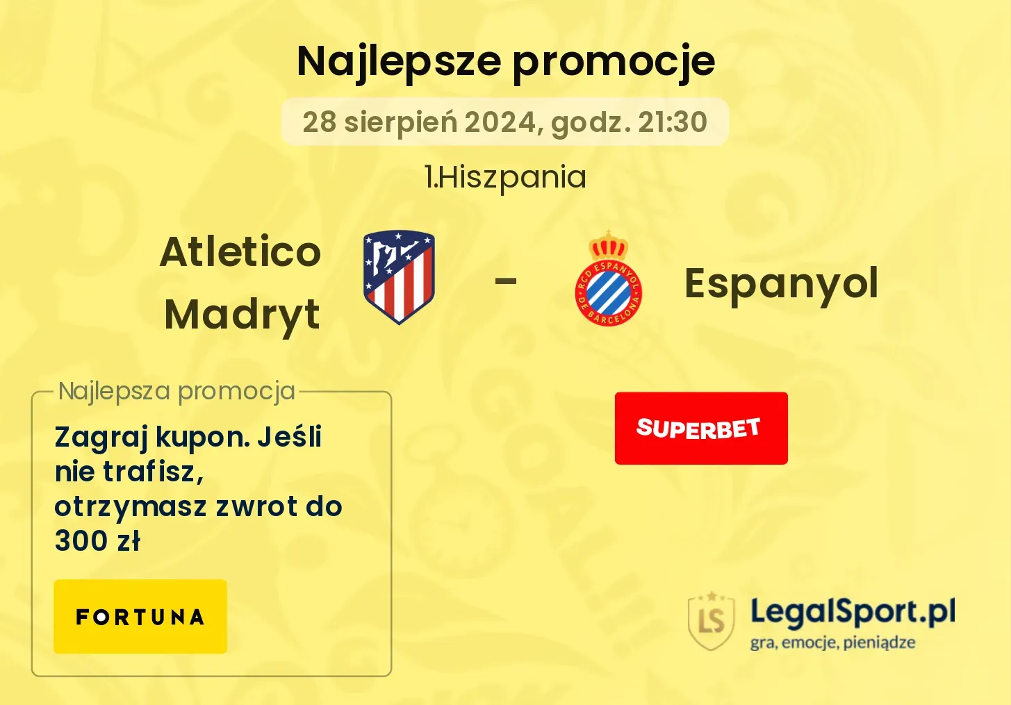 Atletico Madryt - Espanyol promocje bonusy na mecz