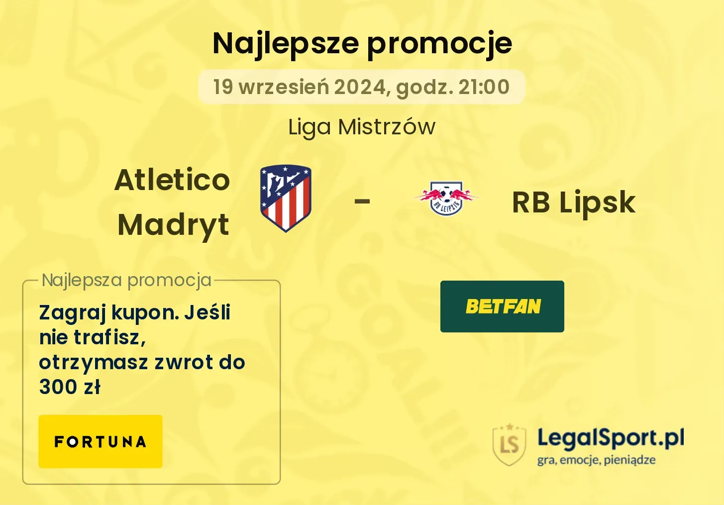 Atletico Madryt - RB Lipsk promocje bonusy na mecz