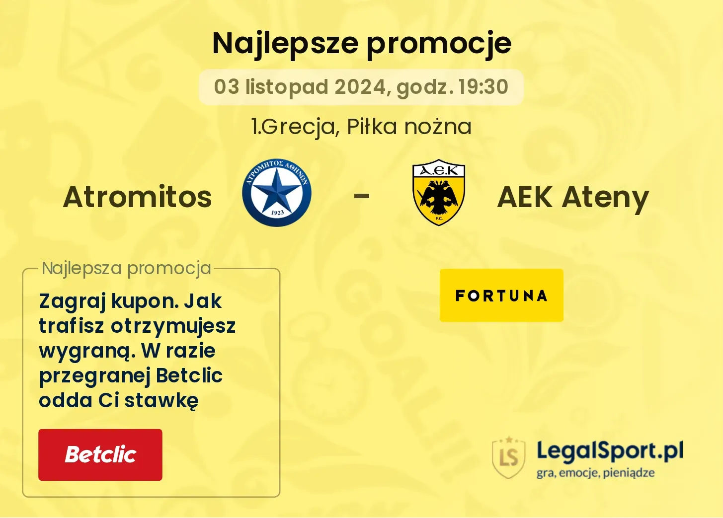 Atromitos - AEK Ateny promocje bonusy na mecz