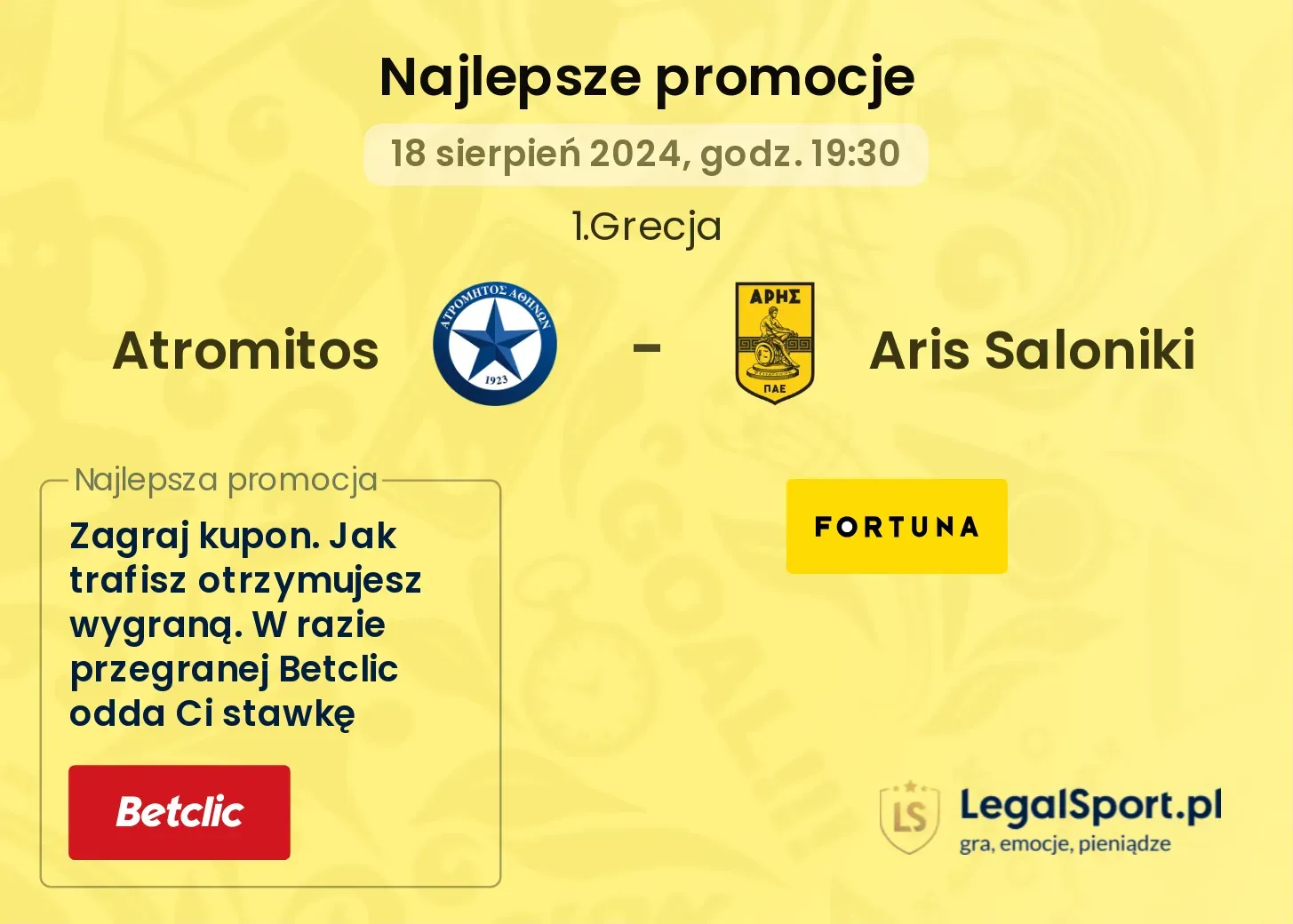 Atromitos - Aris Saloniki promocje bonusy na mecz