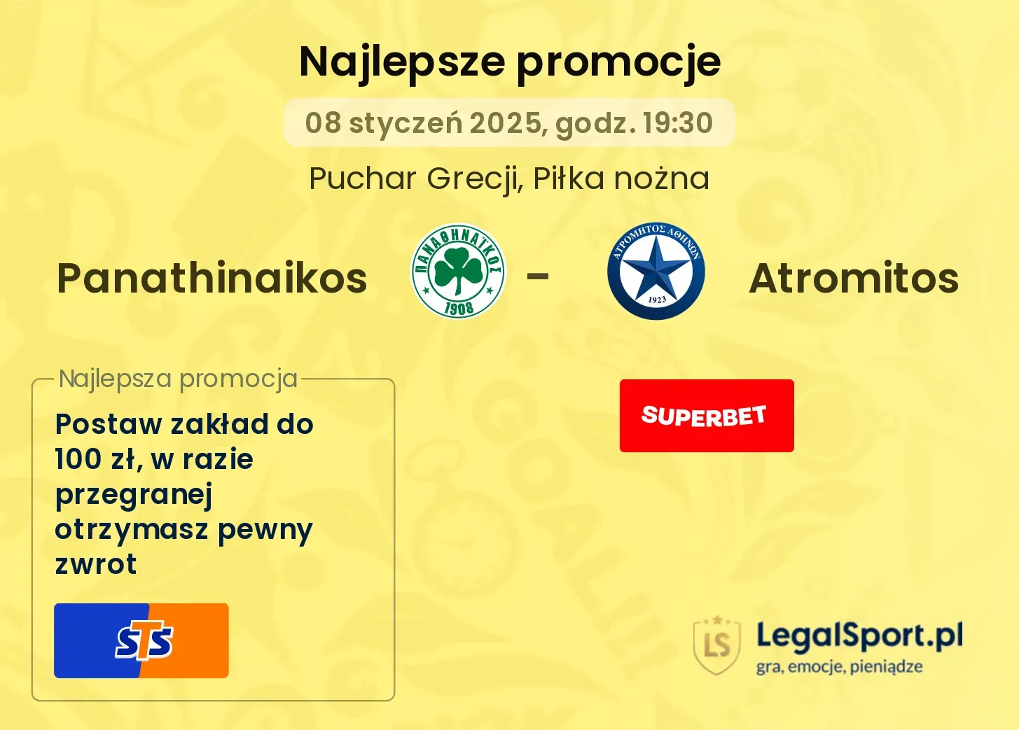 Atromitos - Panathinaikos promocje bonusy na mecz