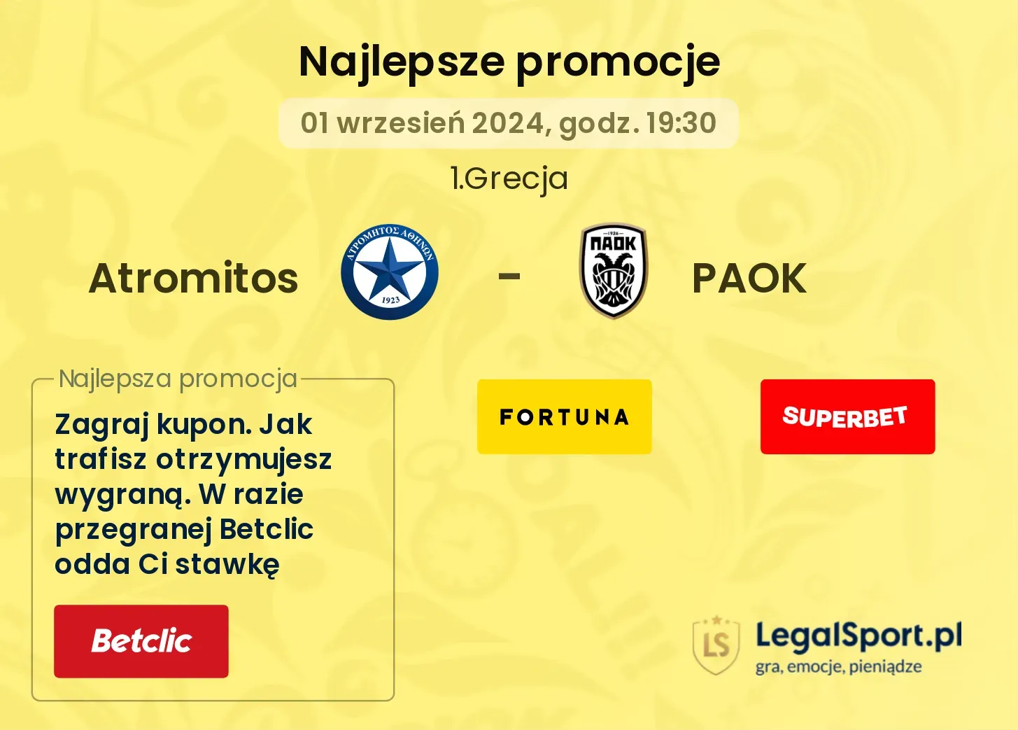 Atromitos - PAOK promocje bonusy na mecz