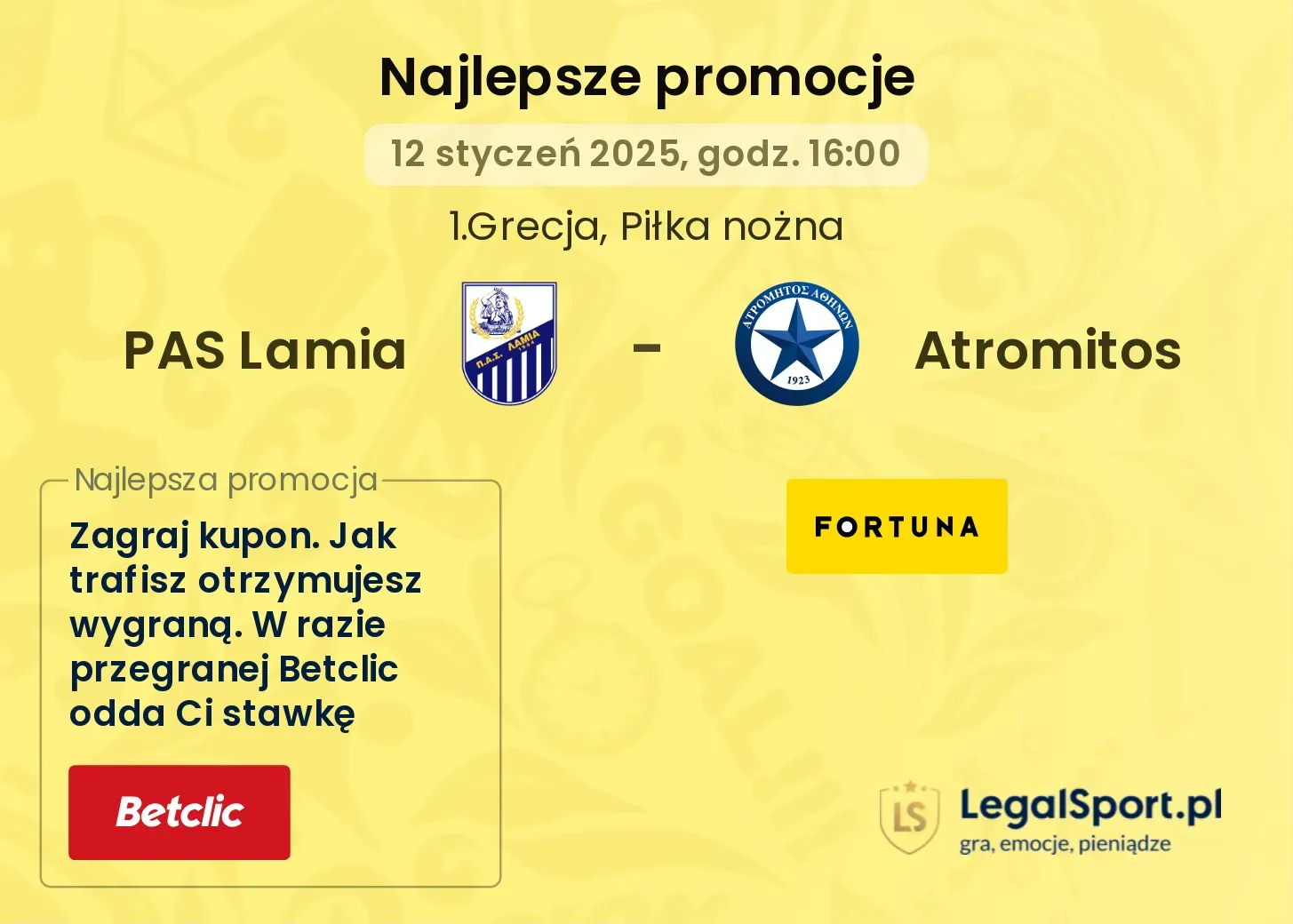 PAS Lamia - Atromitos promocje u bukmacherów