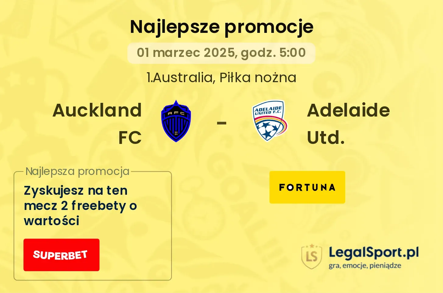 Auckland FC - Adelaide Utd. promocje bonusy na mecz