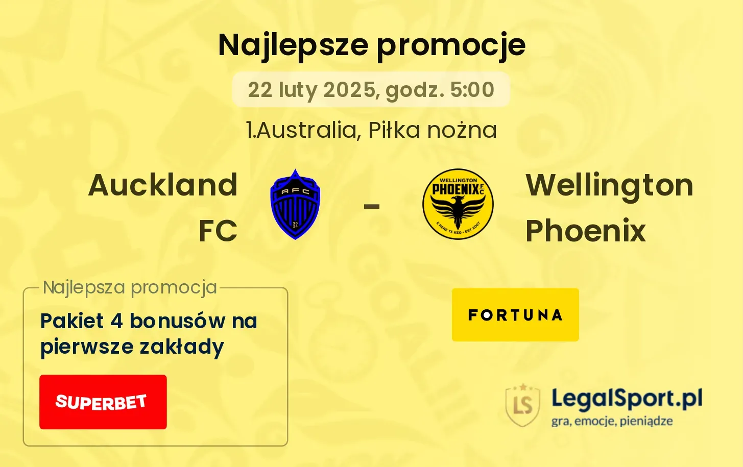 Auckland FC - Wellington Phoenix promocje bonusy na mecz