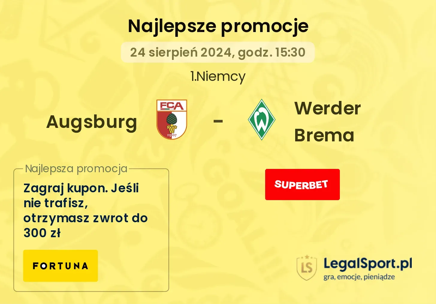 Augsburg - Werder Brema promocje bonusy na mecz