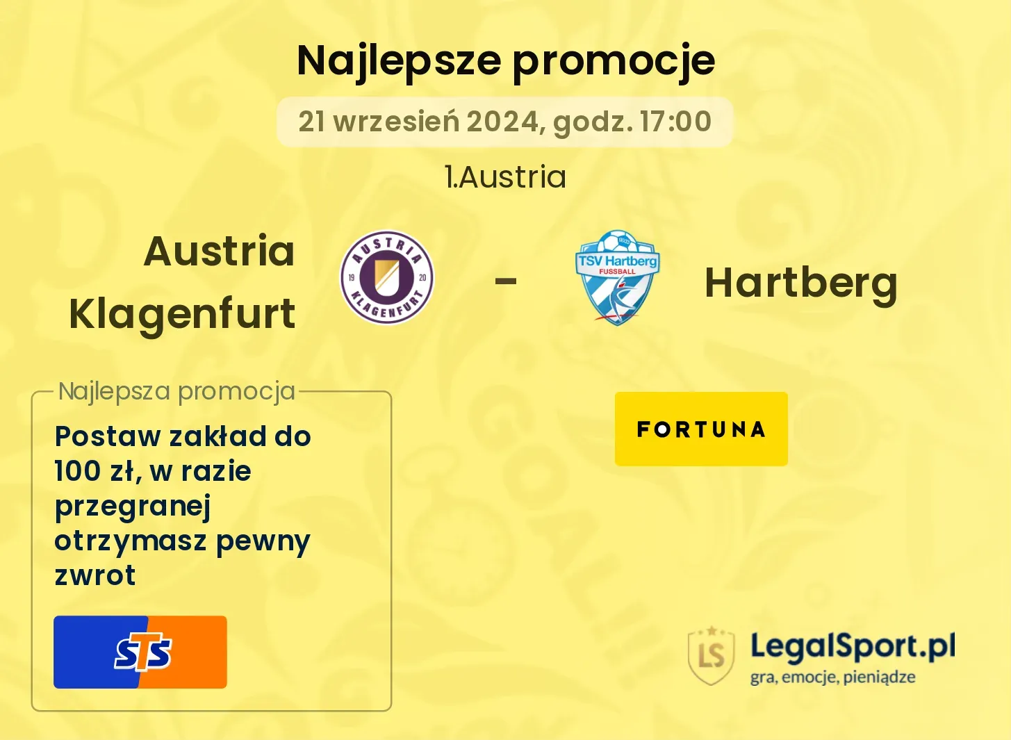 Austria Klagenfurt - Hartberg promocje bonusy na mecz