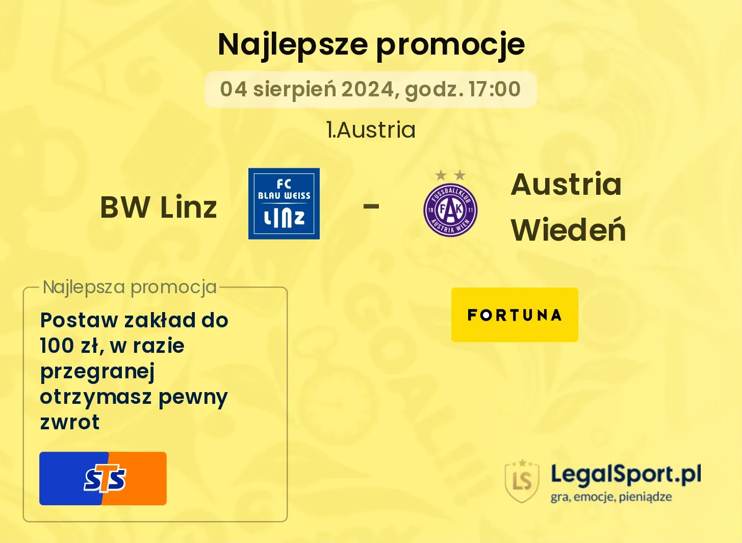 BW Linz - Austria Wiedeń promocje bonusy na mecz