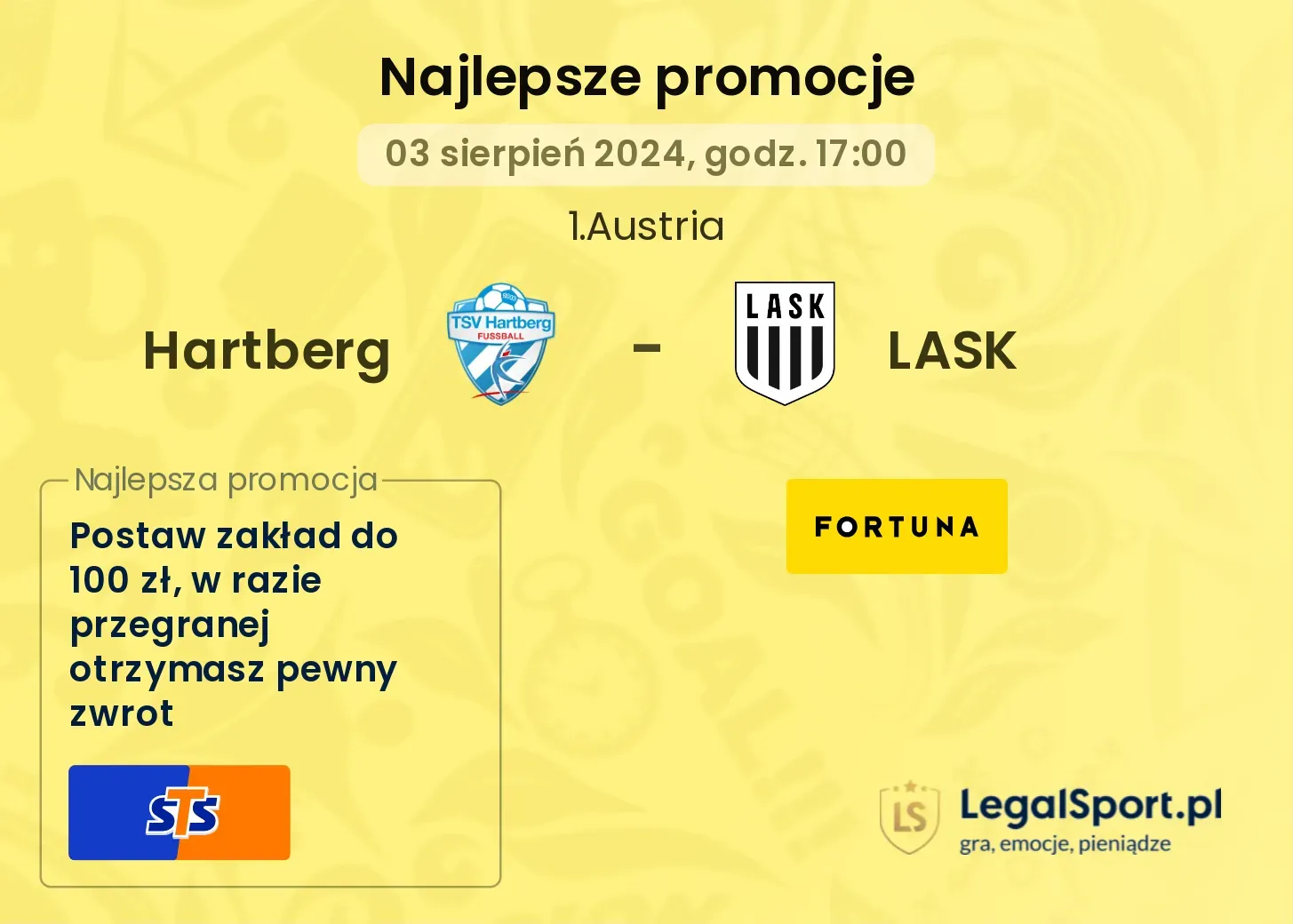 Hartberg - LASK promocje bonusy na mecz