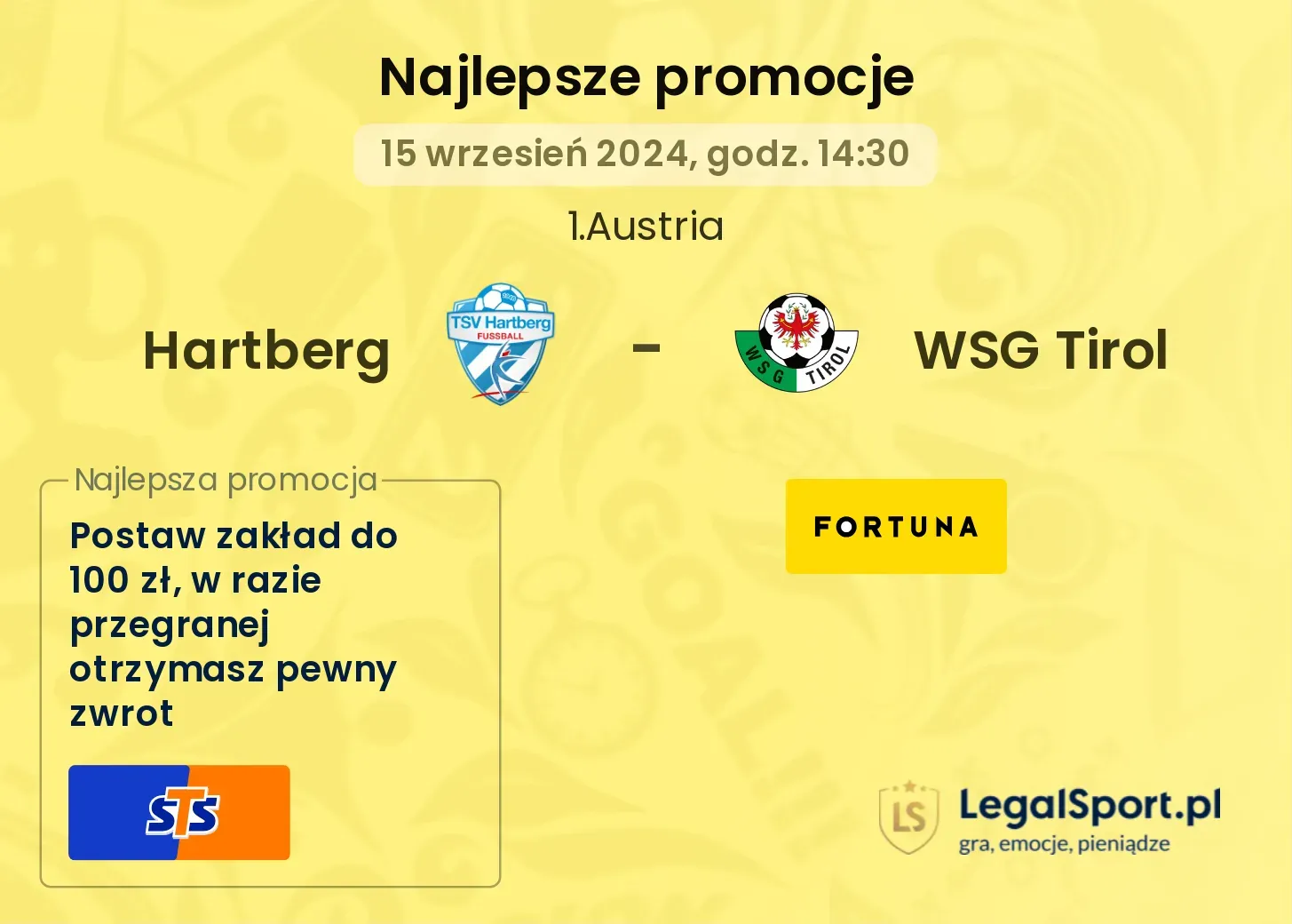 Hartberg - WSG Tirol promocje bonusy na mecz