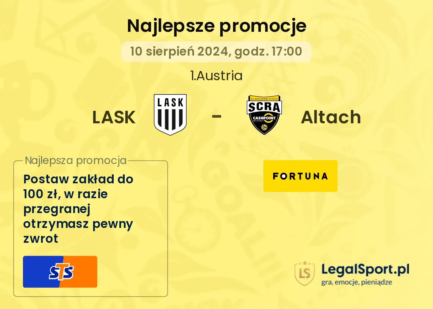 LASK - Altach promocje bonusy na mecz