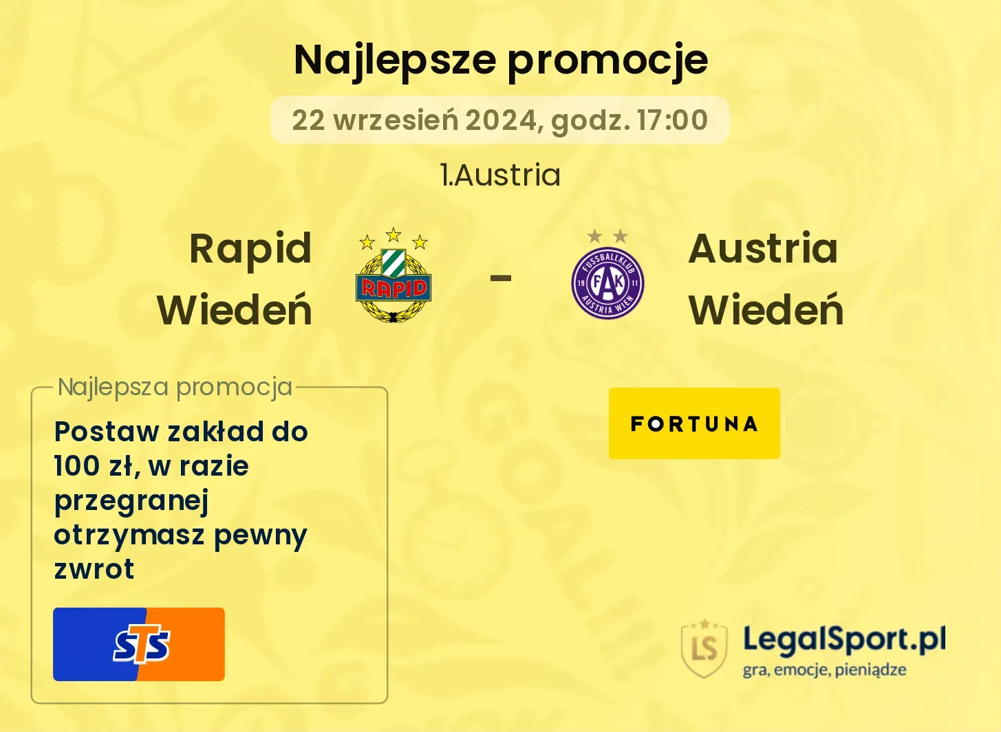 Rapid Wiedeń - Austria Wiedeń promocje bonusy na mecz