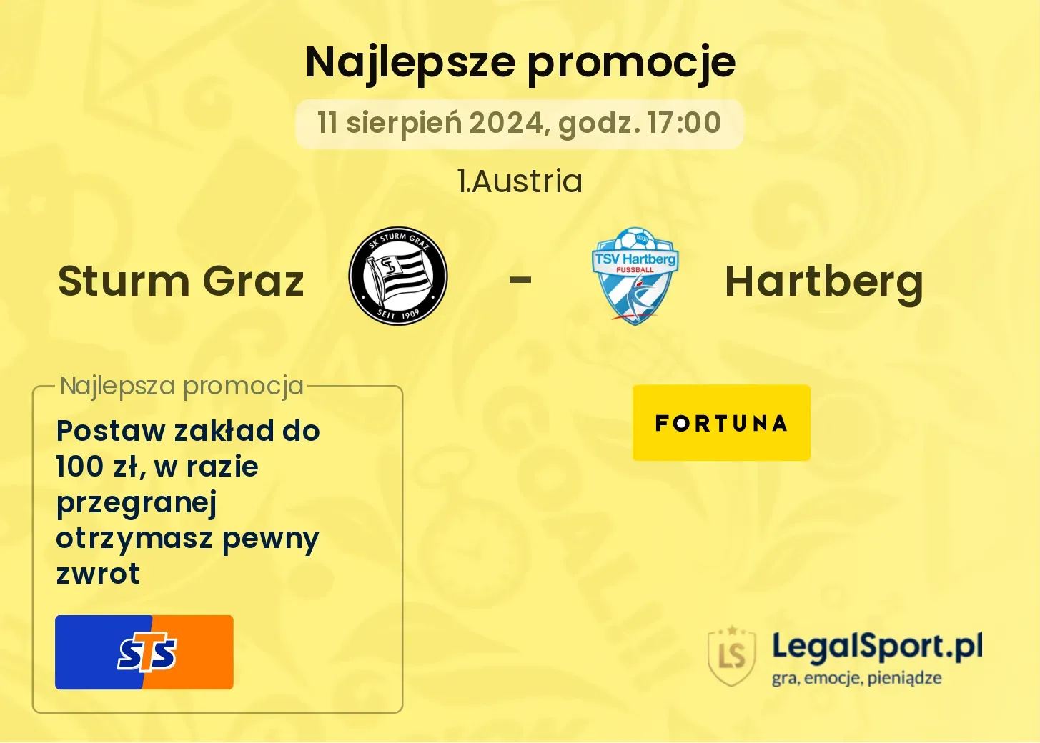 Sturm Graz - Hartberg promocje bonusy na mecz