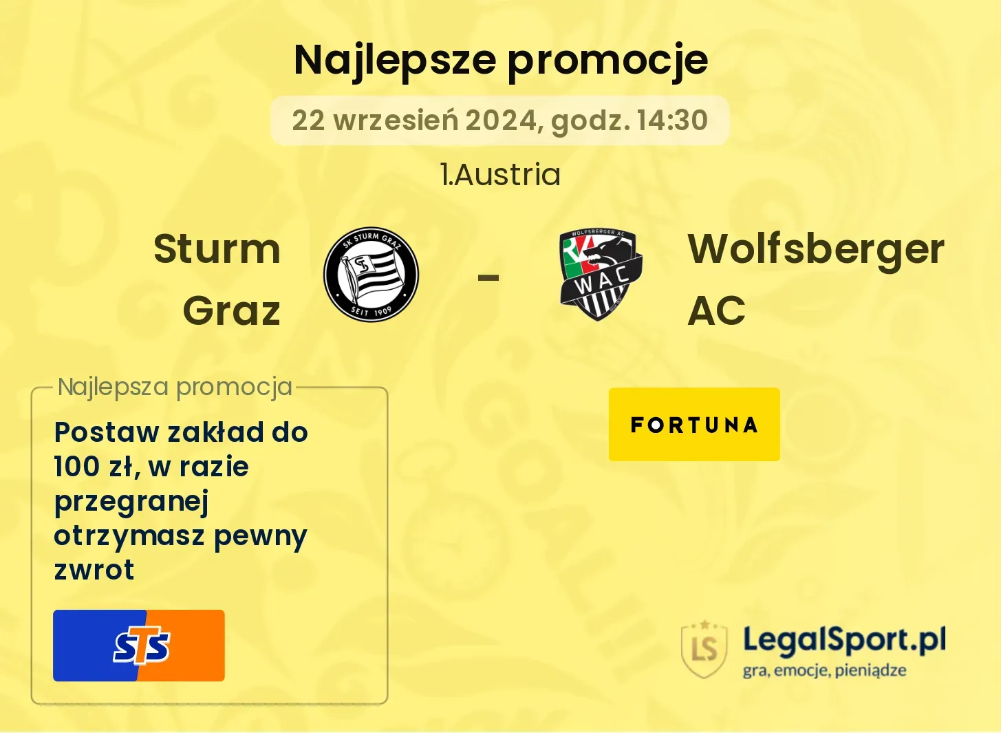 Sturm Graz - Wolfsberger AC promocje bonusy na mecz