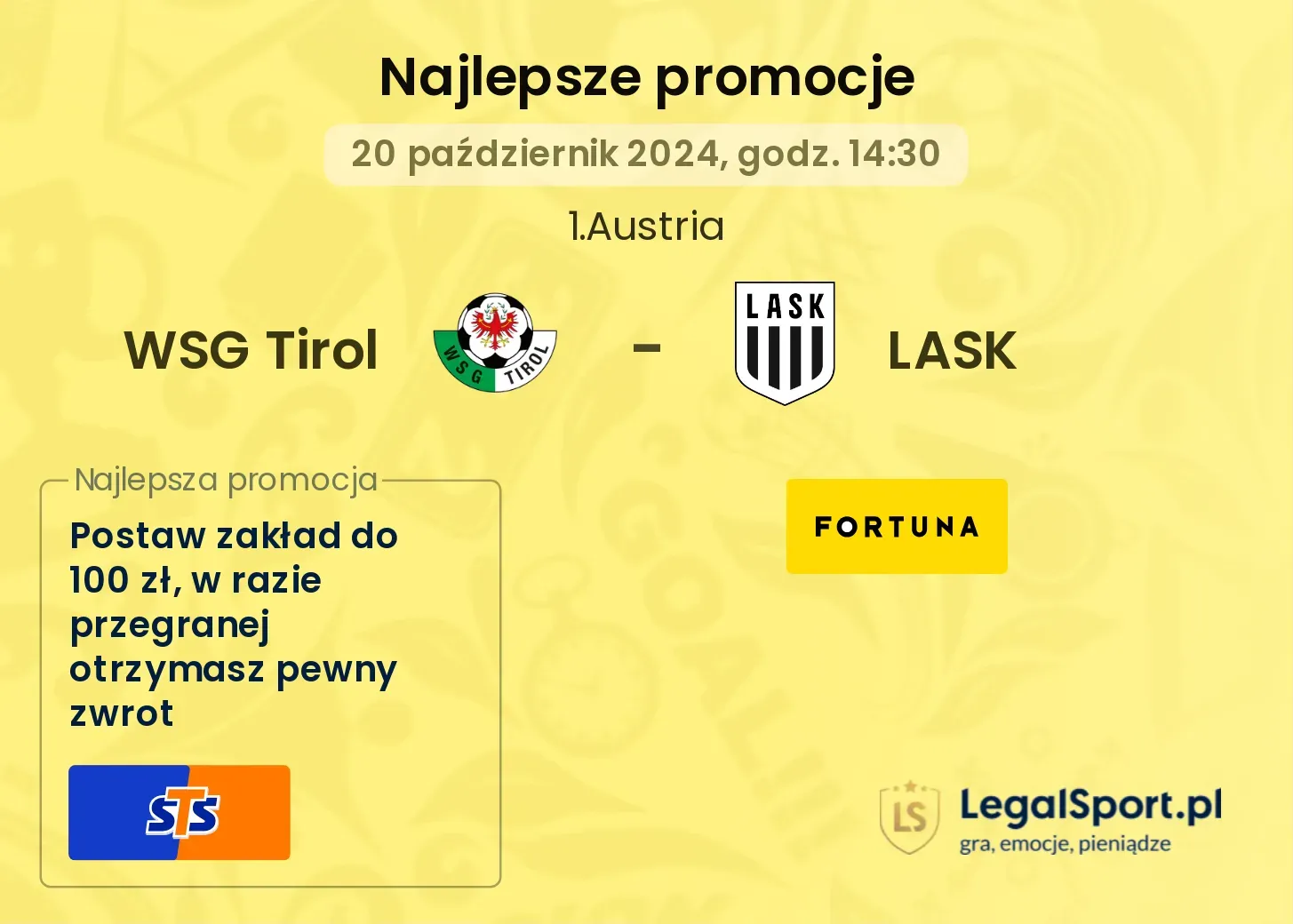 WSG Tirol - LASK promocje bonusy na mecz