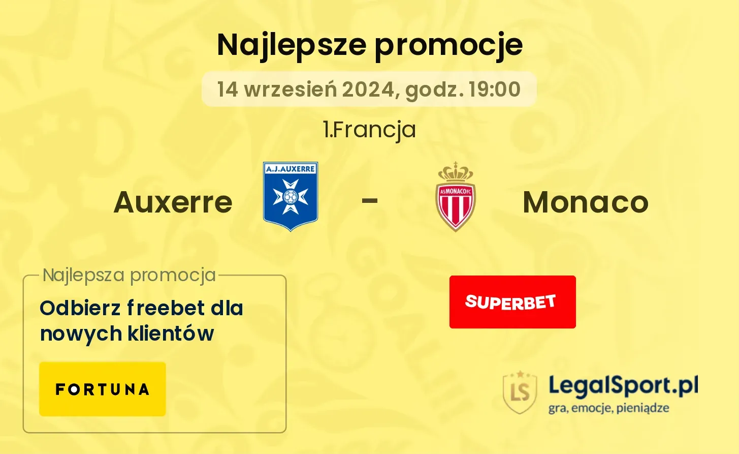 Auxerre - Monaco promocje bonusy na mecz