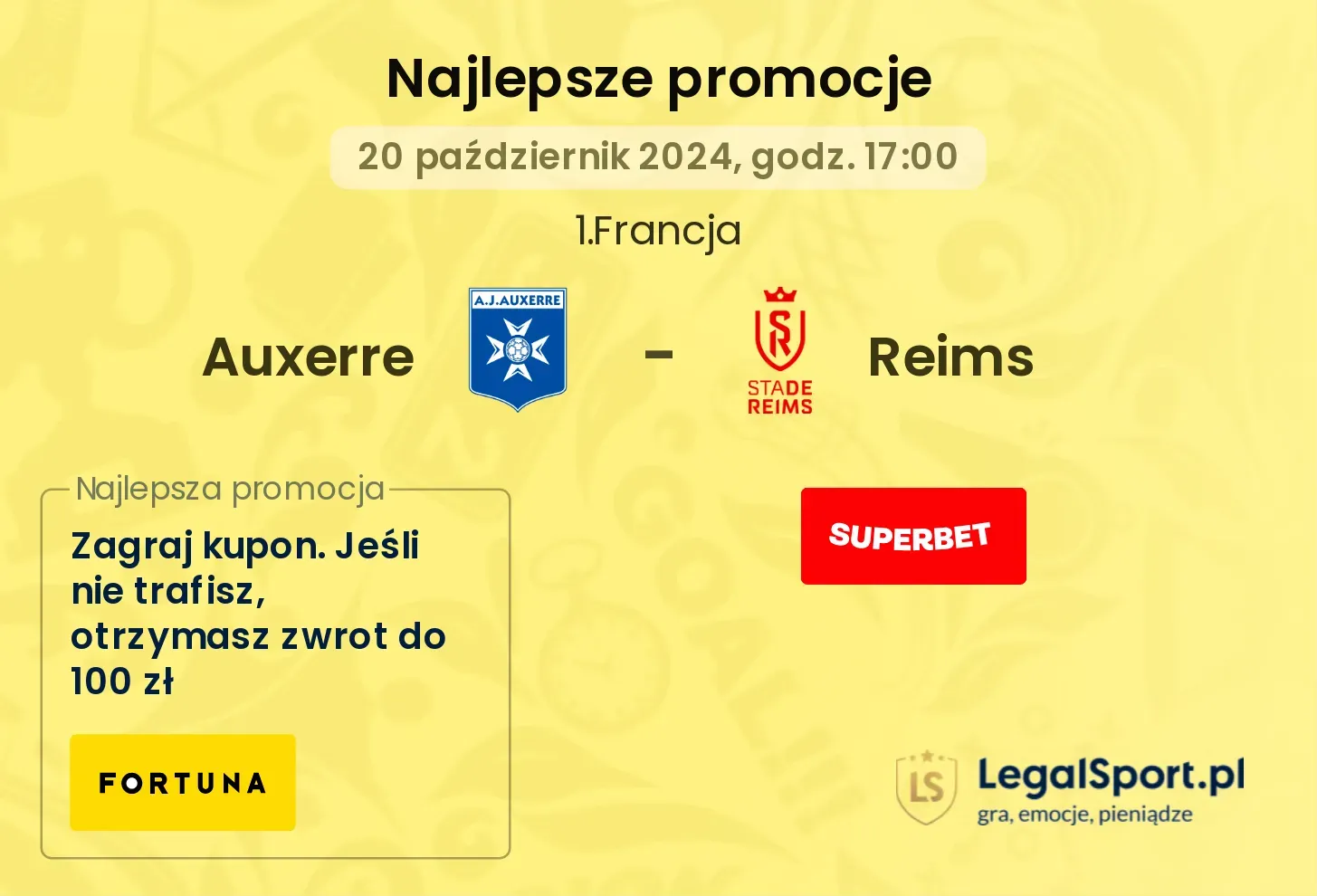 Auxerre - Reims promocje bukmacherskie 20.10, 17:00