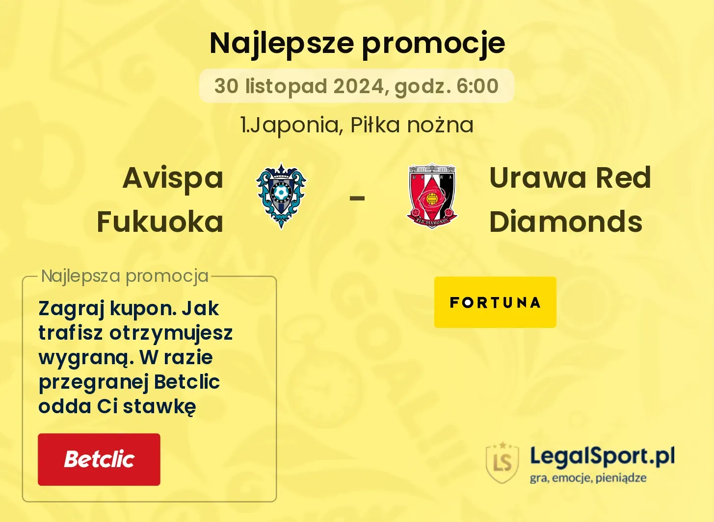 Avispa Fukuoka - Urawa Red Diamonds promocje bonusy na mecz