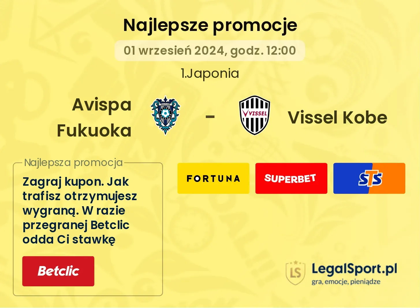 Avispa Fukuoka - Vissel Kobe promocje bonusy na mecz