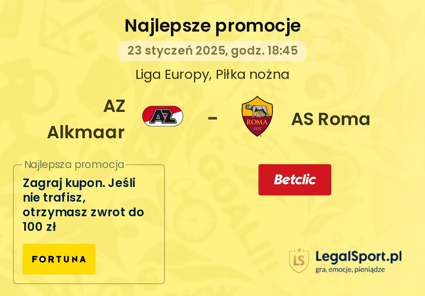 AZ Alkmaar - AS Roma promocje bonusy na mecz