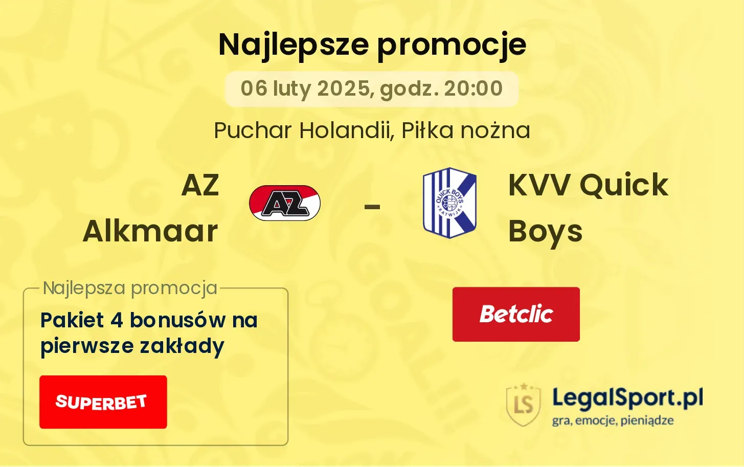 AZ Alkmaar - KVV Quick Boys promocje bonusy na mecz