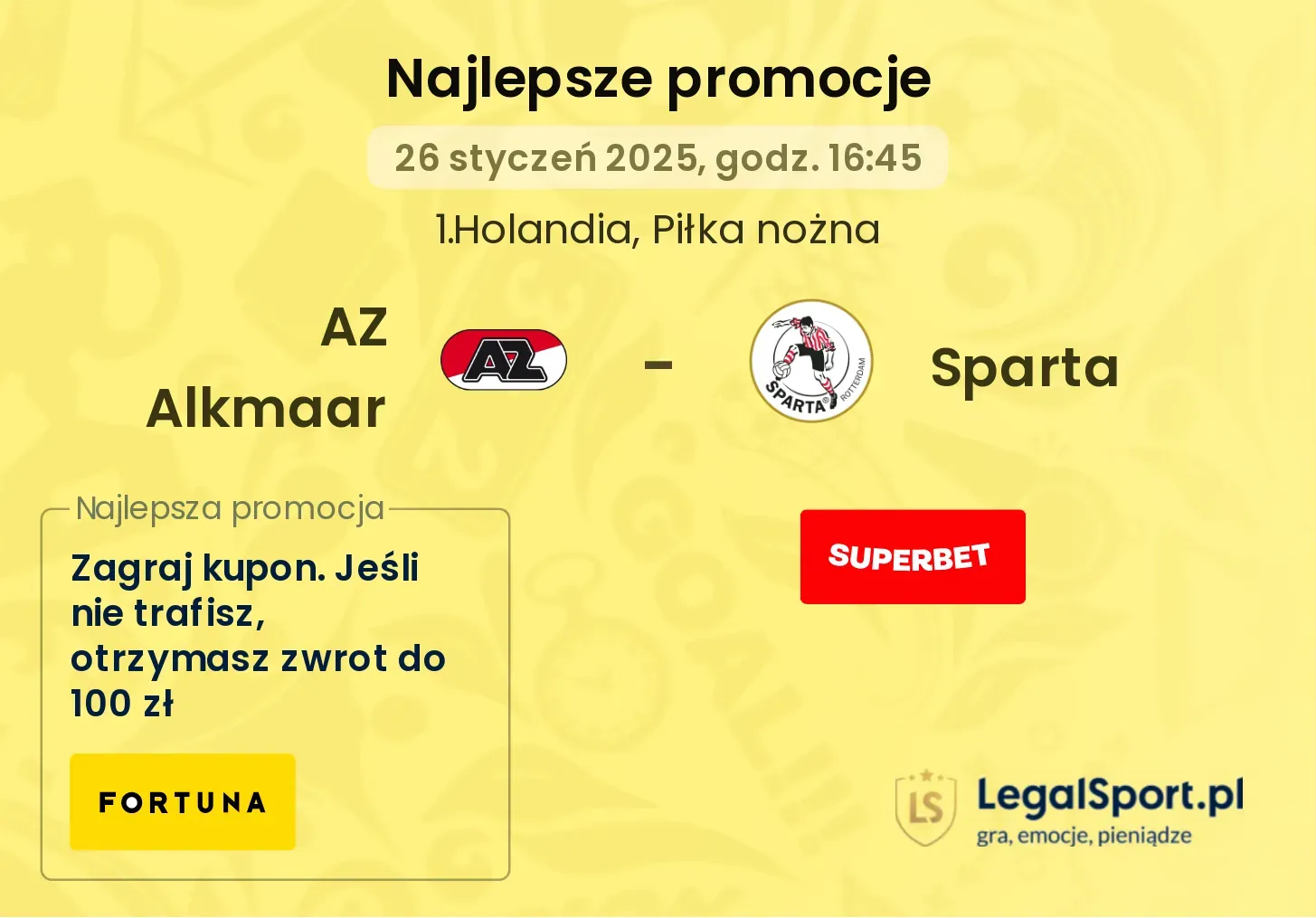 AZ Alkmaar - Sparta promocje bonusy na mecz