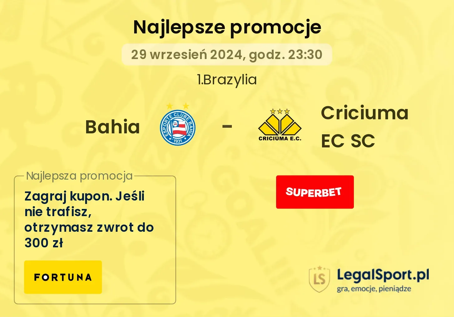 Bahia - Criciuma EC SC promocje bonusy na mecz