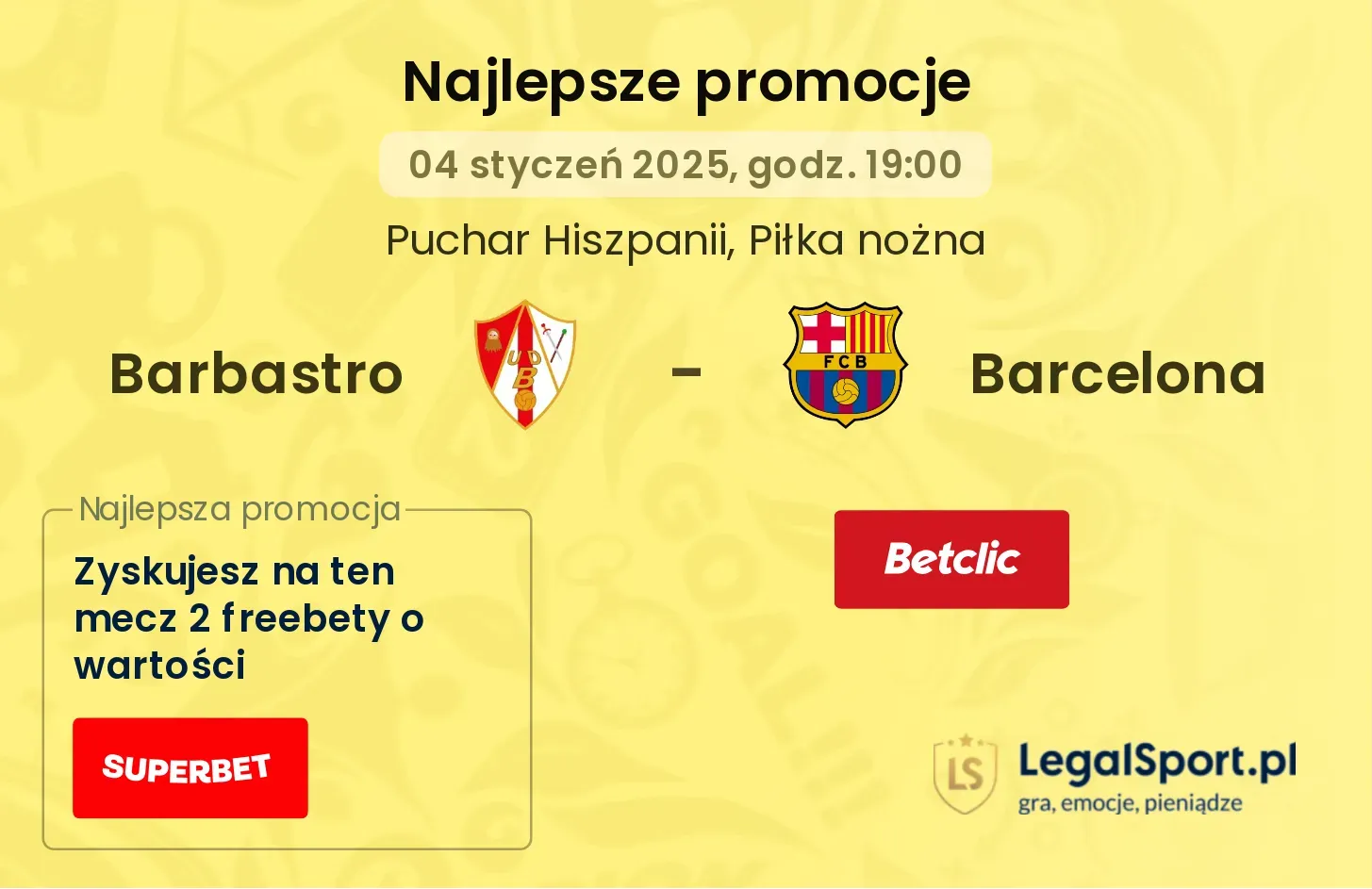 Barbastro - Barcelona promocje u bukmacherów