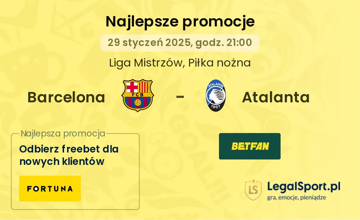 Barcelona - Atalanta promocje bonusy na mecz