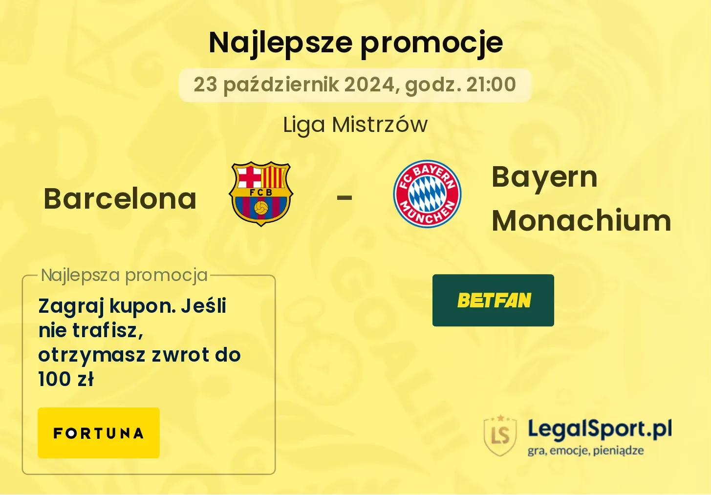 Barcelona - Bayern Monachium promocje bonusy na mecz