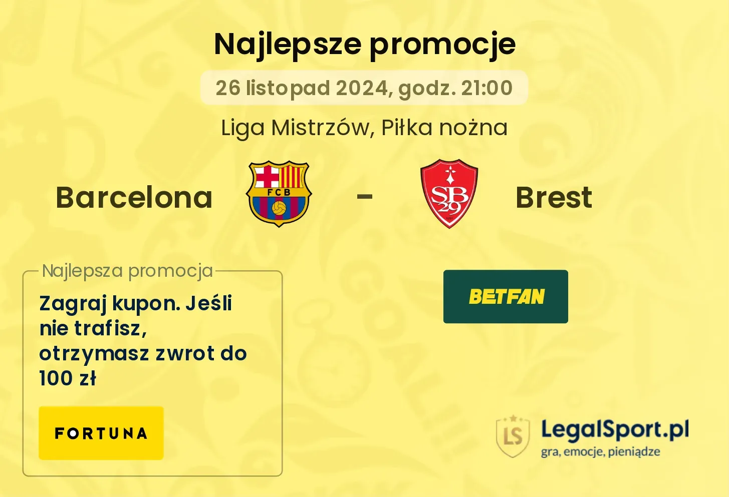 Barcelona - Brest promocje bonusy na mecz