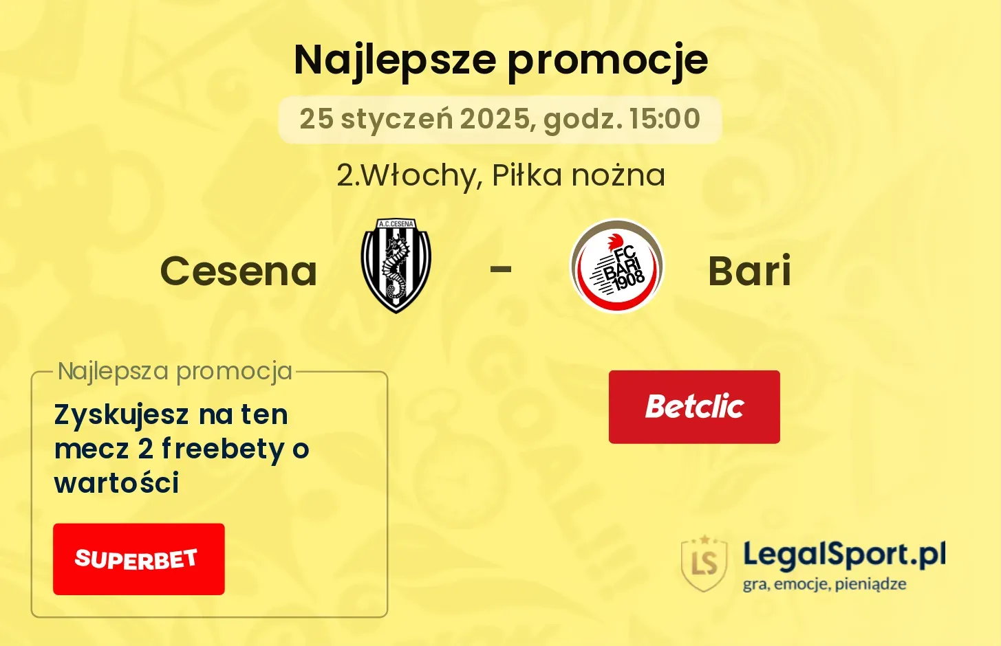 Bari - Cesena promocje bonusy na mecz