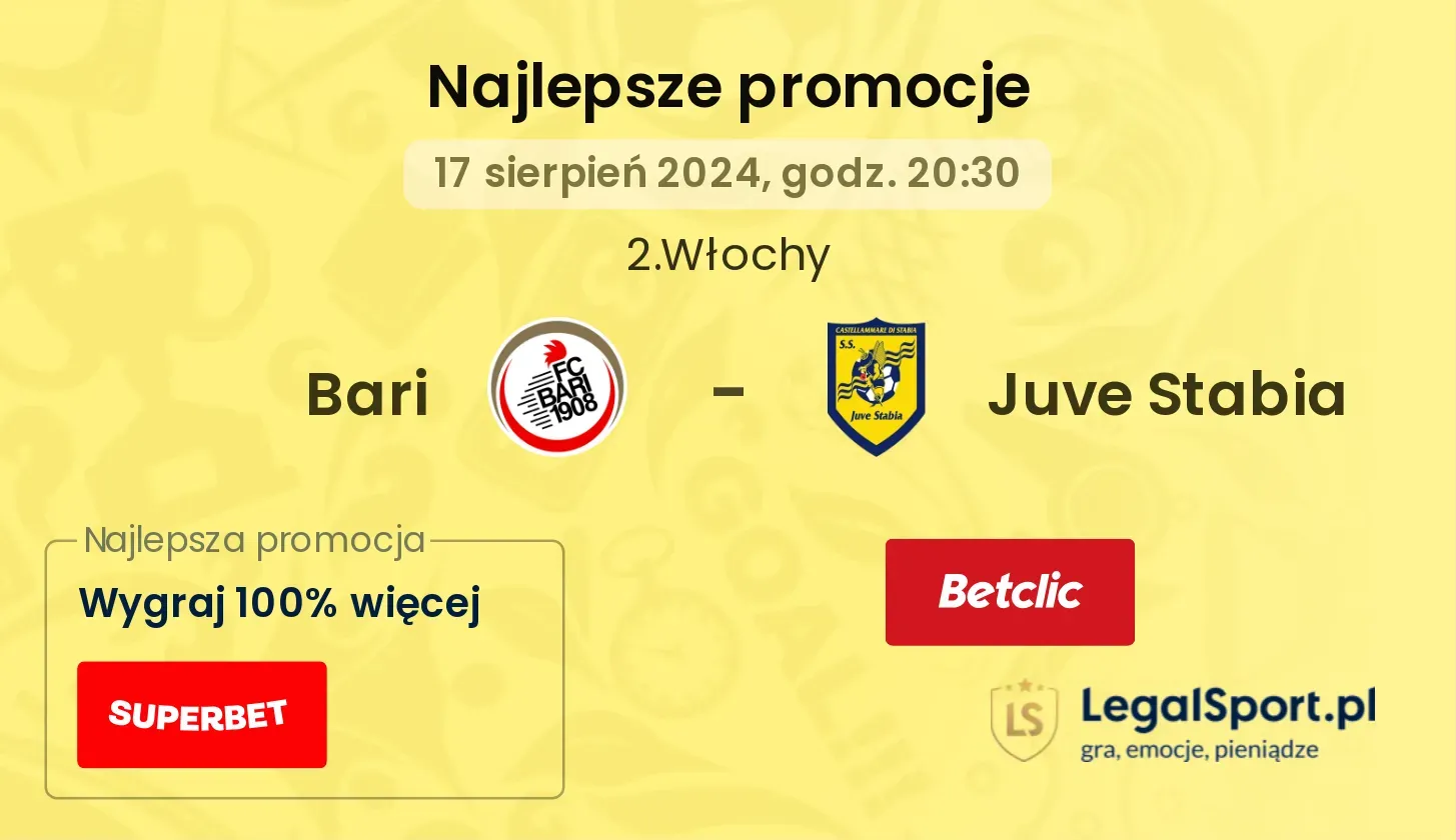 Bari - Juve Stabia promocje bonusy na mecz