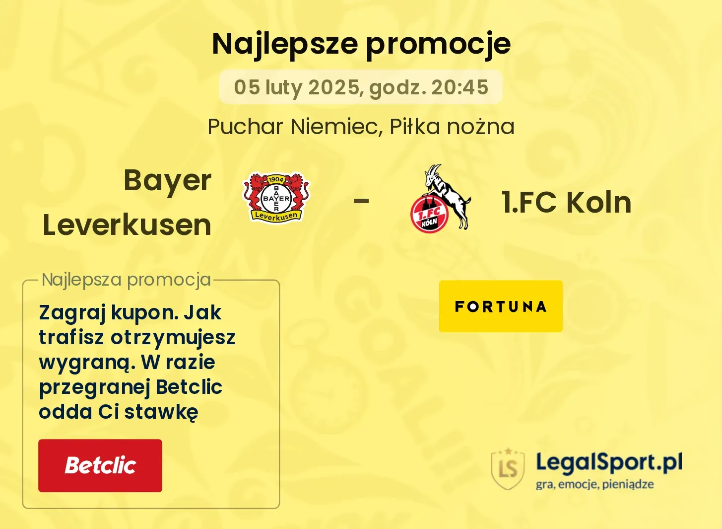 Bayer Leverkusen - 1.FC Koln promocje bonusy na mecz