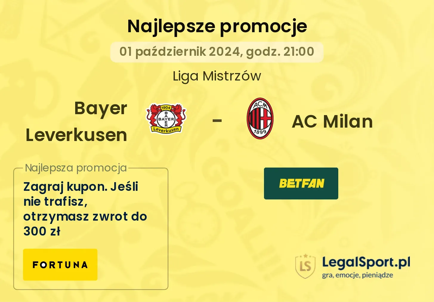 Bayer Leverkusen - AC Milan promocje u bukmacherów 01.10, 21:00