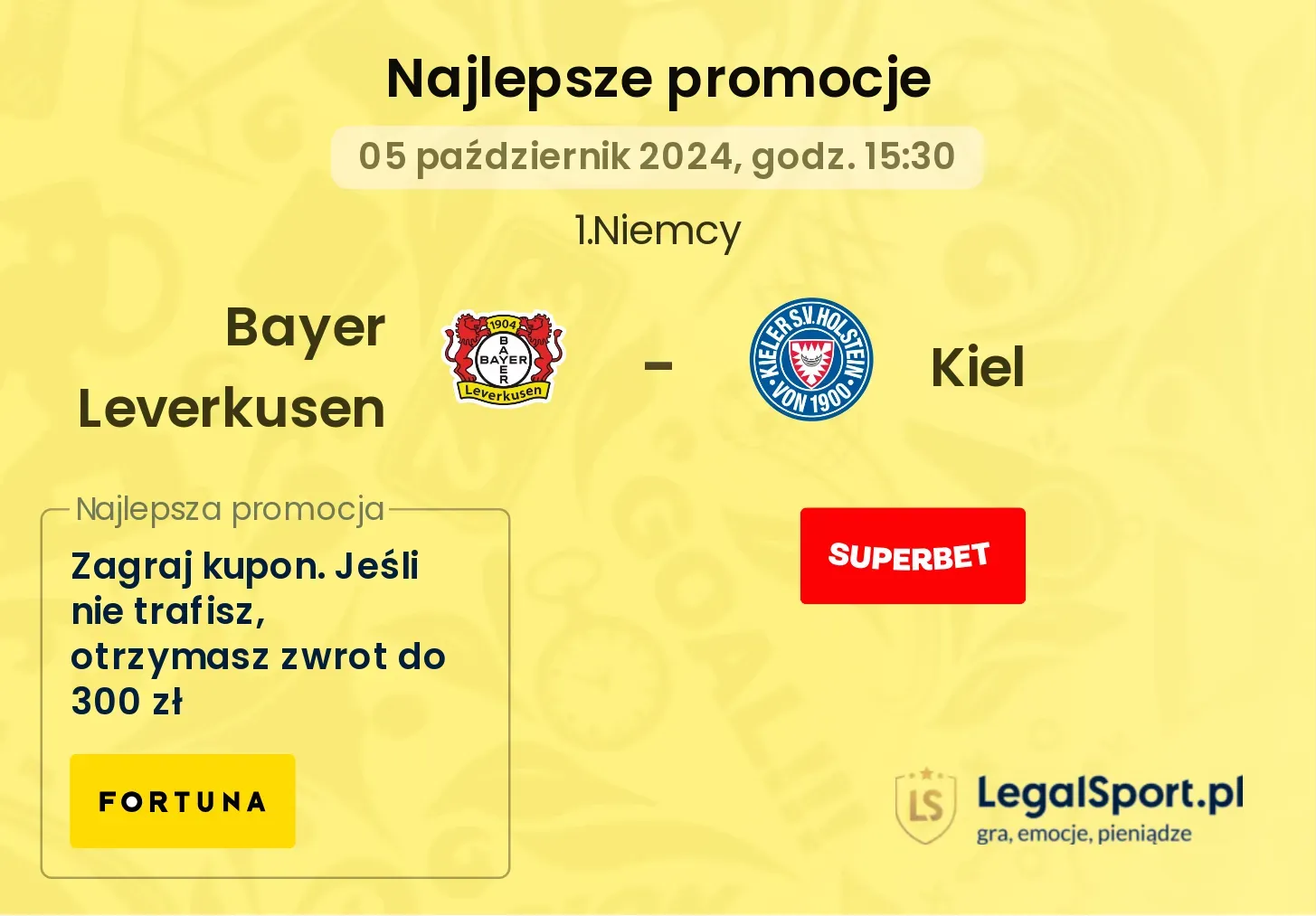 Bayer Leverkusen - Kiel promocje u bukmacherów 05.10, 15:30