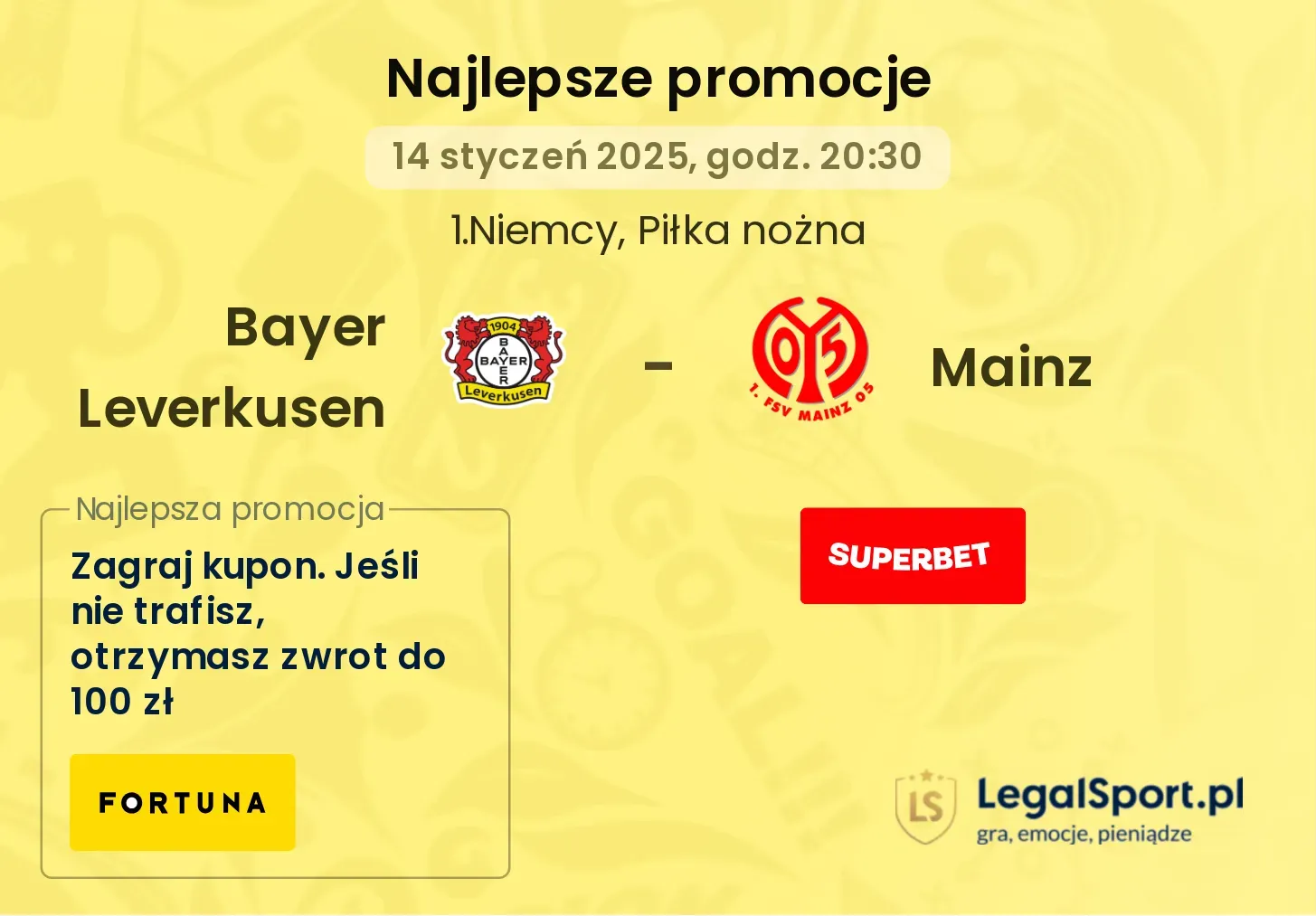 Bayer Leverkusen - Mainz promocje bonusy na mecz