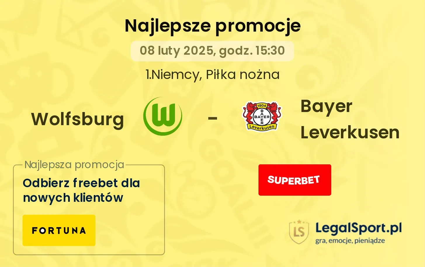 Wolfsburg - Bayer Leverkusen promocje u bukmacherów