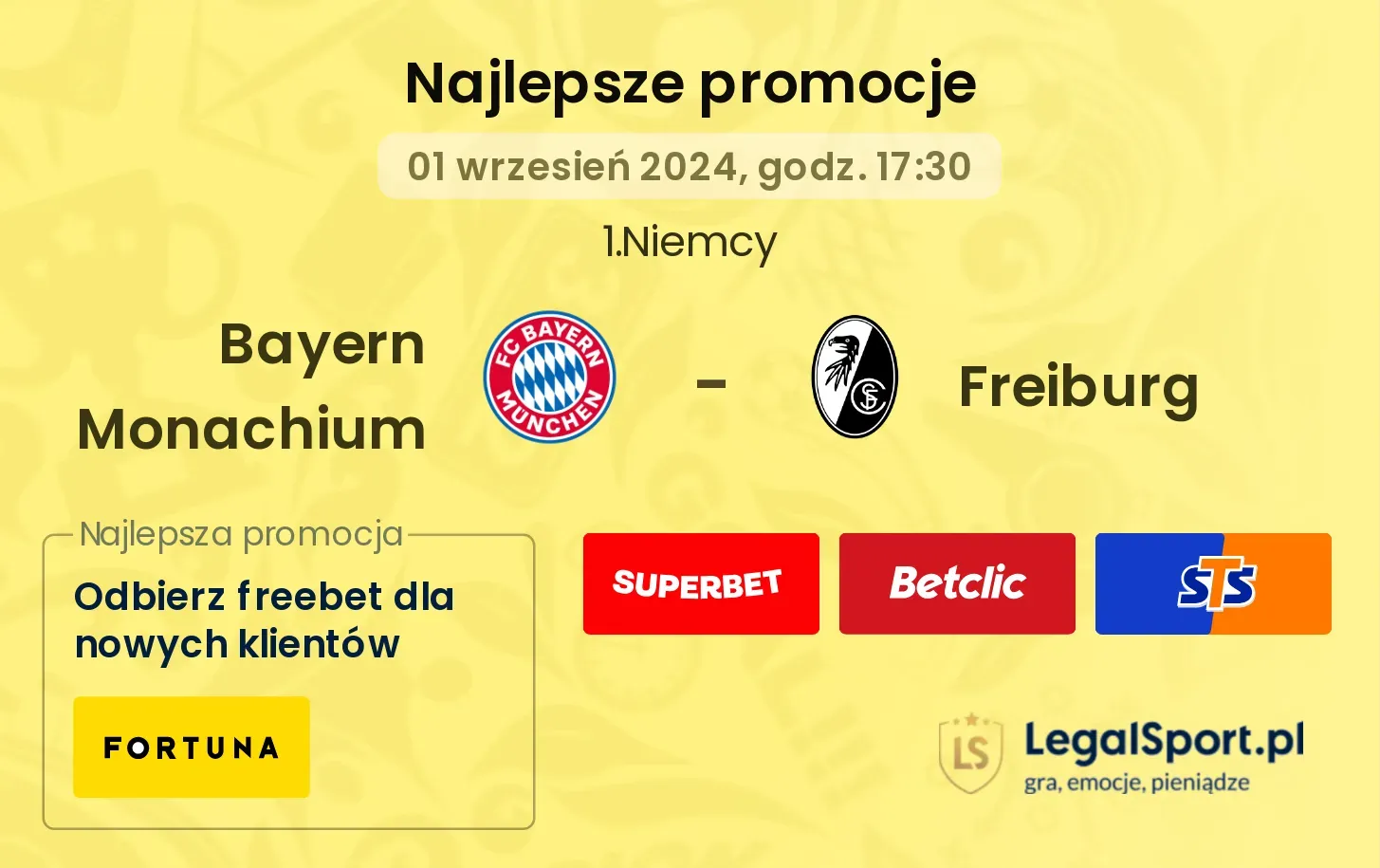 Bayern Monachium - Freiburg promocje bonusy na mecz